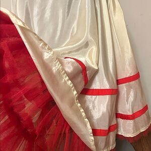 Vintage satin with red tulle crinoline Skirt